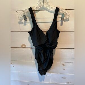 Shape Detector women’s Black One-Piece Swimsuit, slimming, made in USA, EUC
